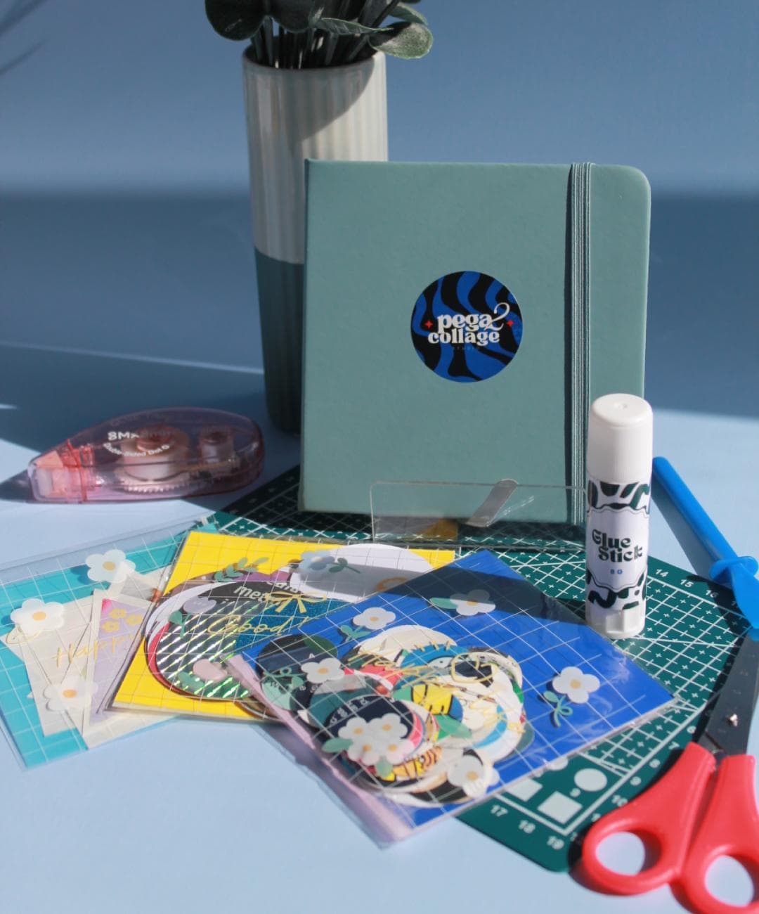 Junk journal kit for kids | Beginner collage box with tools and papers