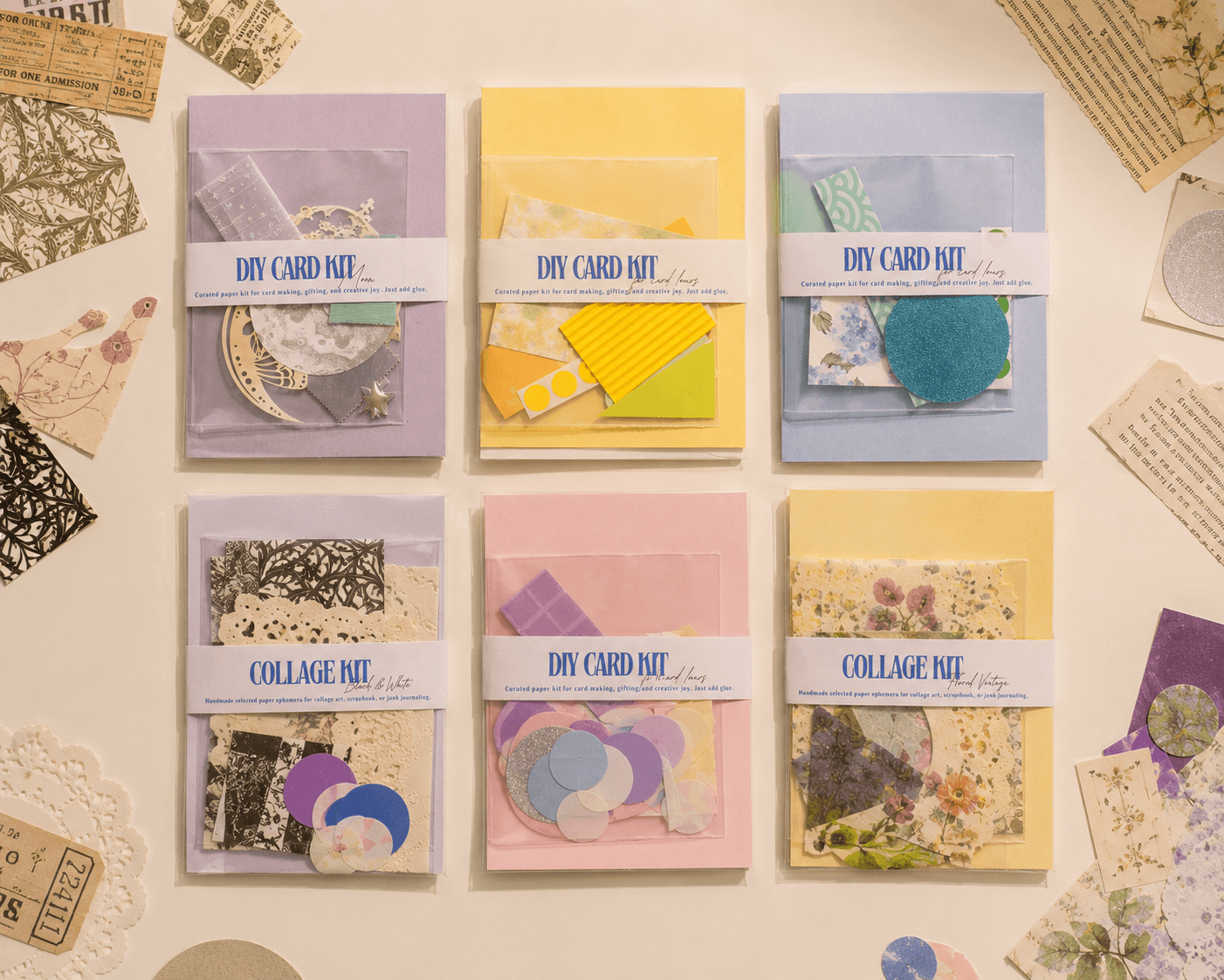A6 DIY Card Kit β Handmade Paper Collage Kit for Card Making for Adults & Kids | 7 Different Themes