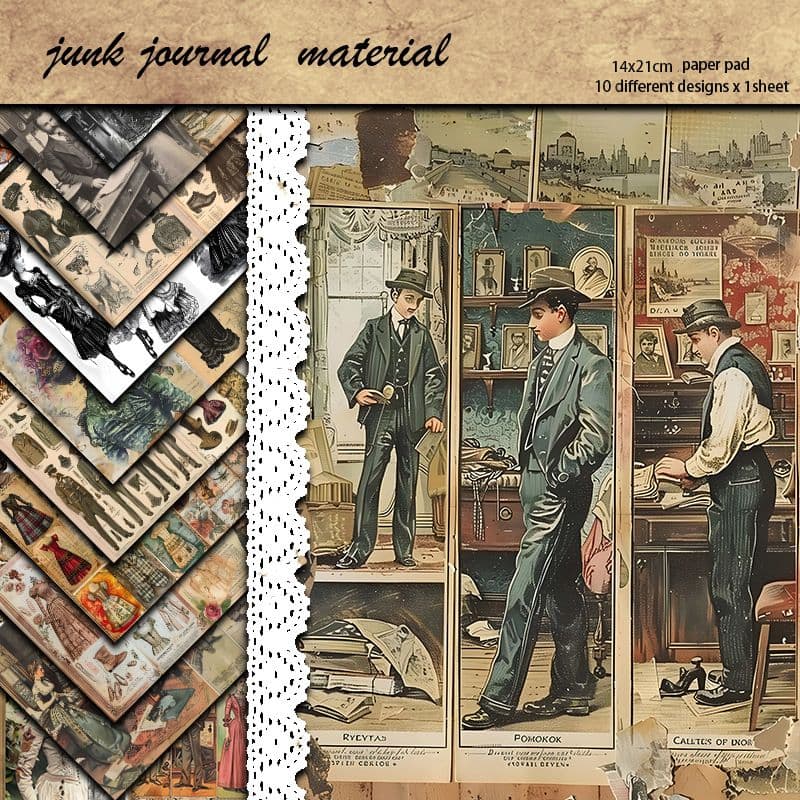 Junk Journal Vintage Paper Pad, Victorian Tailor Shop